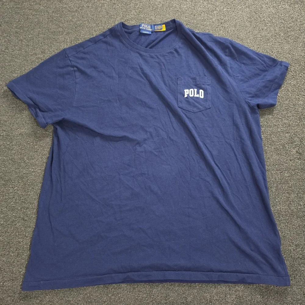 Polo Ralph Lauren Polo Bear T-Shirt Mens XL Navy Blue Pocket Graphic Tee 4243
